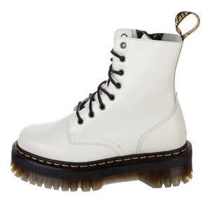 Dr. Martens White 8-Eye Lace-Up Platform Boot with Black Laces